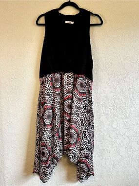Ricki’s Size 18 Black Lace Geometric Midi handkerchief Dress
